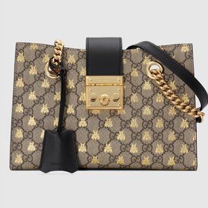 Gucci GG Supreme Monogram Gold Bee Print Small Tote Shoulder Bag- barely used!